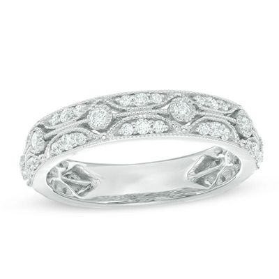 0.45 CT. T.W. Diamond Vintage-Style Anniversary Band in 14K White Gold|Peoples Jewellers