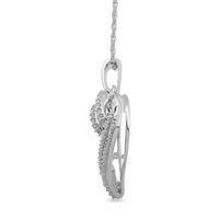 0.25 CT. T.W. Baguette and Round Diamond Heart Pendant in 10K White Gold|Peoples Jewellers