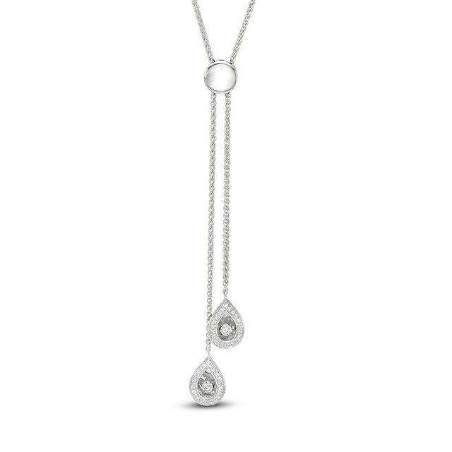 Unstoppable Love™ 0.16 CT. T.W. Diamond Teardrop Bolo Necklace in Sterling Silver - 28"|Peoples Jewellers