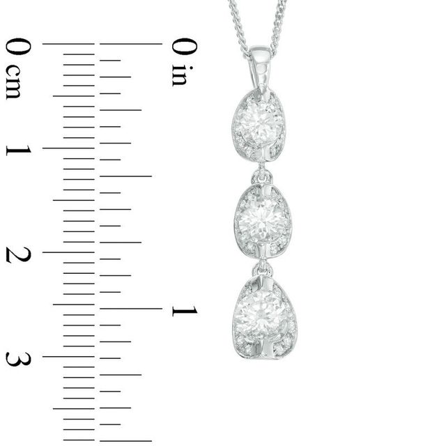 1.00 CT. T.W. Certified Canadian Diamond Three Stone Pendant in 14K White Gold (I/I2) - 17"