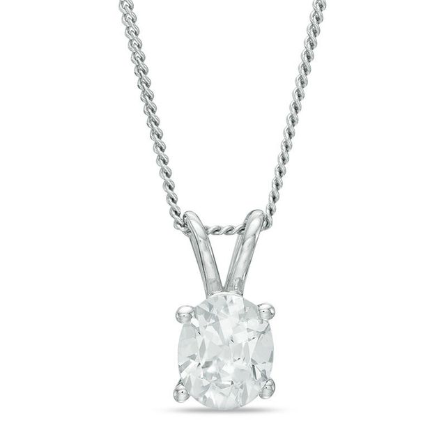 0.50 CT. Certified Canadian Oval Diamond Solitaire Pendant in 14K White Gold (I/I1) - 17"|Peoples Jewellers