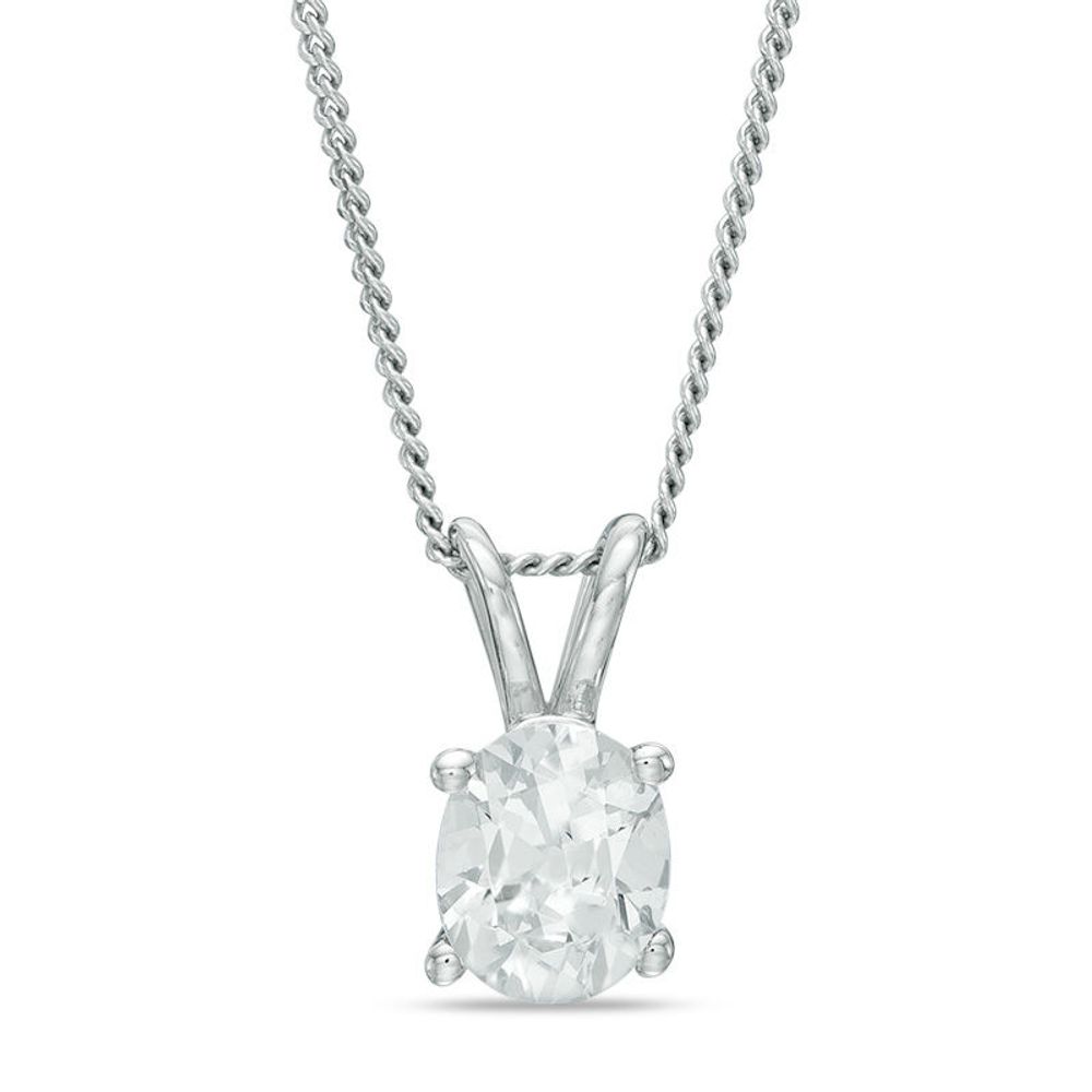 0.50 CT. Certified Canadian Oval Diamond Solitaire Pendant in 14K White Gold (I/I1) - 17"