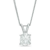 0.50 CT. Certified Canadian Oval Diamond Solitaire Pendant in 14K White Gold (I/I1) - 17"