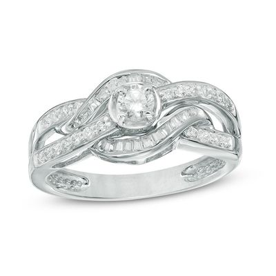 0.50 CT. T.W. Diamond Bypass Twist Engagement Ring in 10K White Gold|Peoples Jewellers