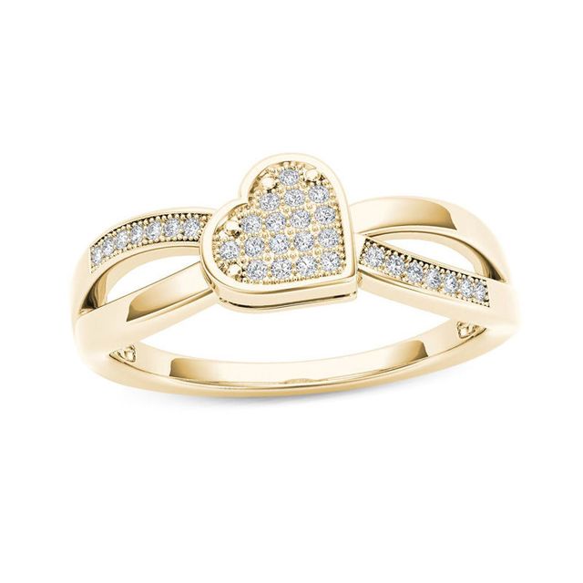 0.09 CT. T.W. Composite Diamond Tilted Heart Split Shank Ring in 10K Gold|Peoples Jewellers