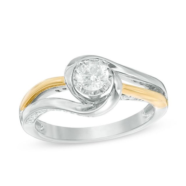 0.50 CT. T.W. Diamond Swirl Bypass Engagement Ring in 10K Two-Tone Gold|Peoples Jewellers