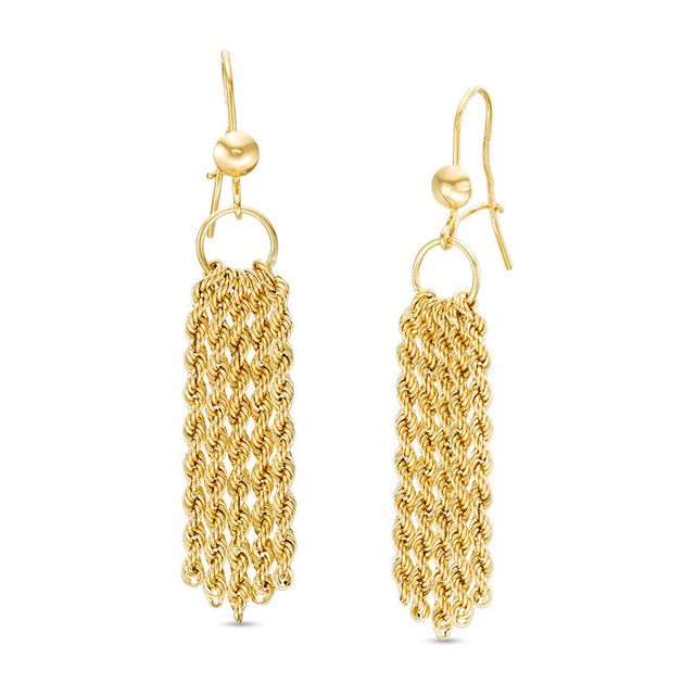 Rope Chain Tassel Drop Earrings in 14K Gold|Peoples Jewellers
