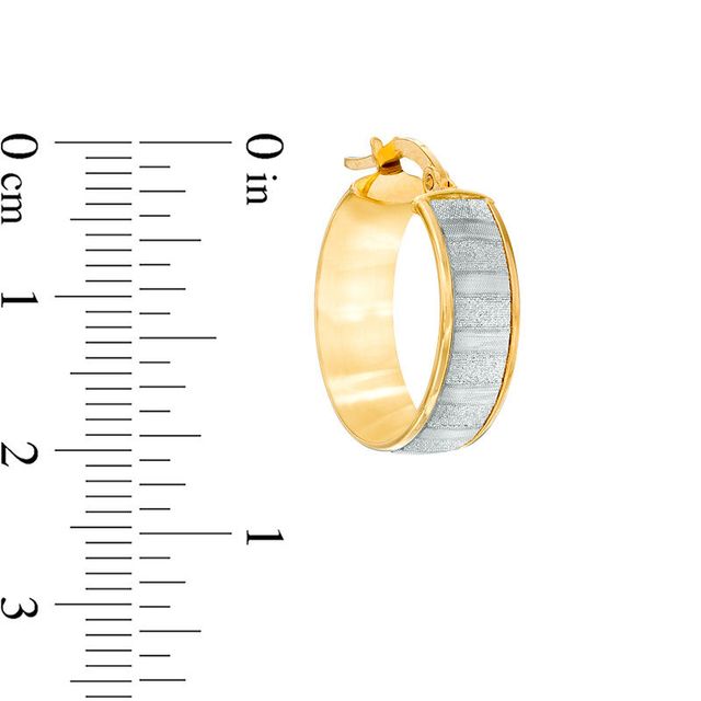 Italian Gold Glitter Enamel Striped Hoop Earrings in 14K Gold|Peoples Jewellers