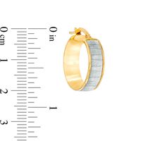 Italian Gold Glitter Enamel Striped Hoop Earrings in 14K Gold|Peoples Jewellers