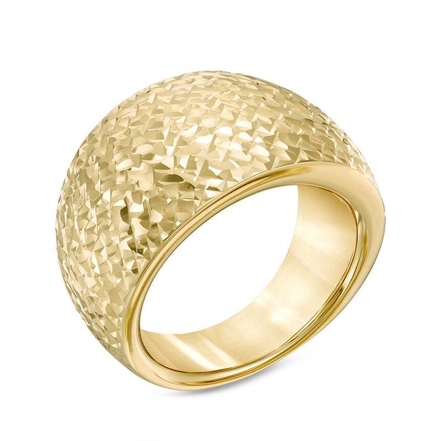 Diamond-Cut Wide Dome Ring in 14K Gold - Size 7