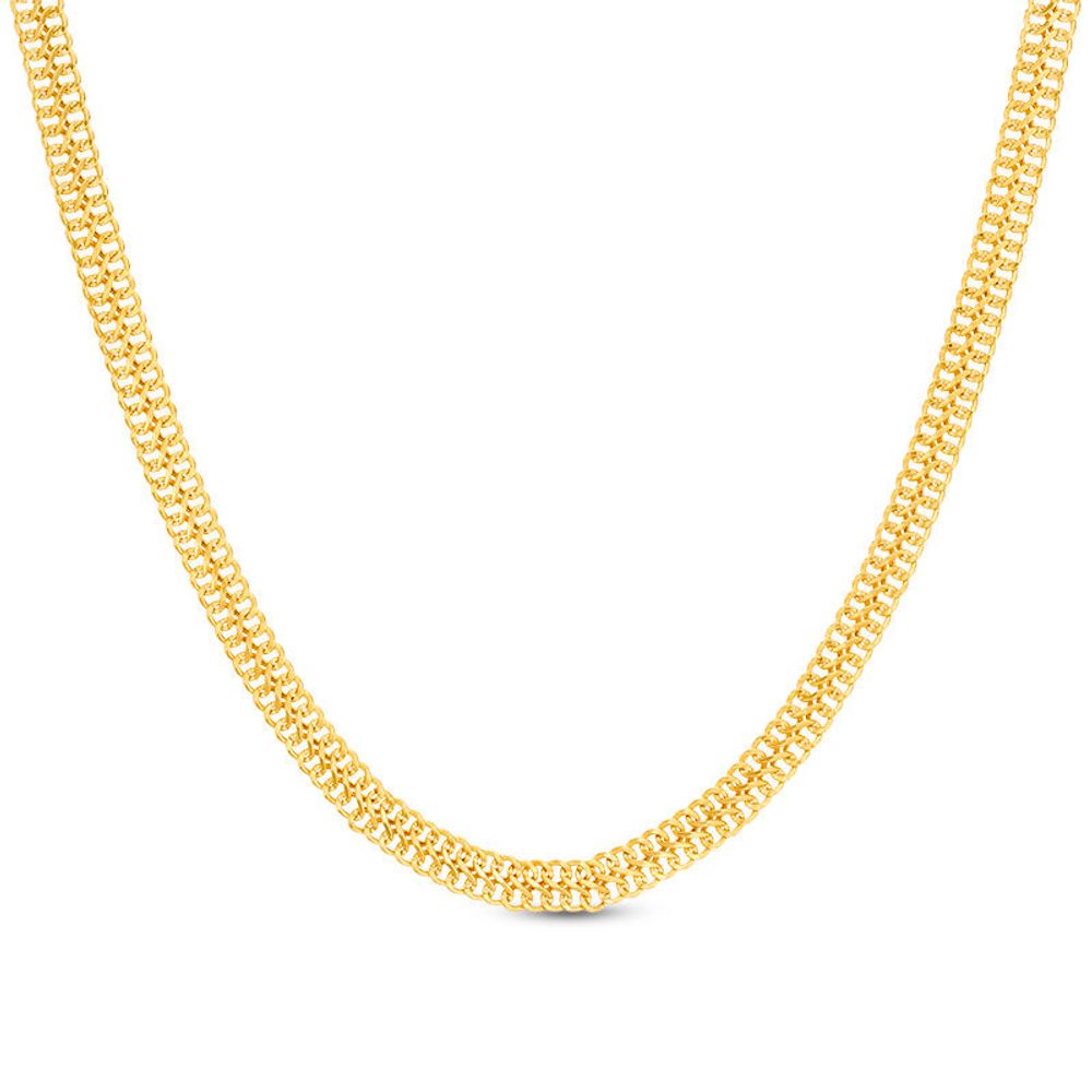 6.0mm Double Row Curb Chain Necklace in 14K Gold - 18"|Peoples Jewellers