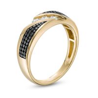 Men's 0.25 CT. T.W. Diamond Three Stone Slant Anniversary Band in 10K Gold with Black Rhodium|Peoples Jewellers