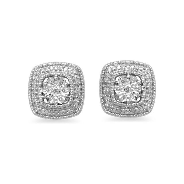 0.13 CT. T.W. Enhanced Black and White Diamond Stud Earrings Set in Sterling Silver|Peoples Jewellers