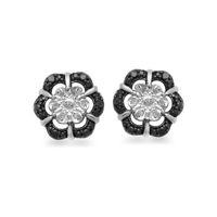 0.13 CT. T.W. Enhanced Black and White Diamond Stud Earrings Set in Sterling Silver|Peoples Jewellers