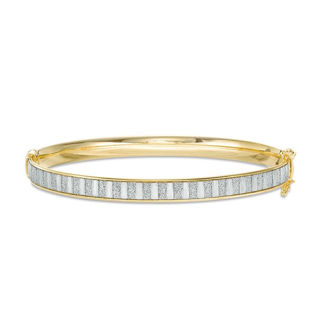 Glitter Enamel Striped Bangle in 14K Gold|Peoples Jewellers