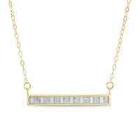 Italian Gold Glitter Enamel Striped Sideways Bar Necklace in 14K Gold|Peoples Jewellers