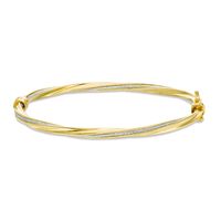 Italian Gold Glitter Enamel Stripe Twist Bangle in 14K Gold|Peoples Jewellers