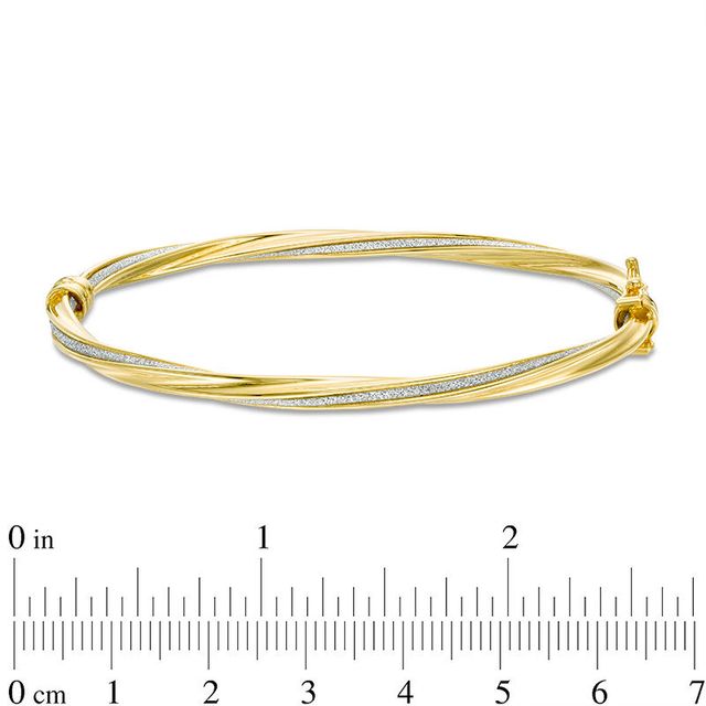 Italian Gold Glitter Enamel Stripe Twist Bangle in 14K Gold|Peoples Jewellers