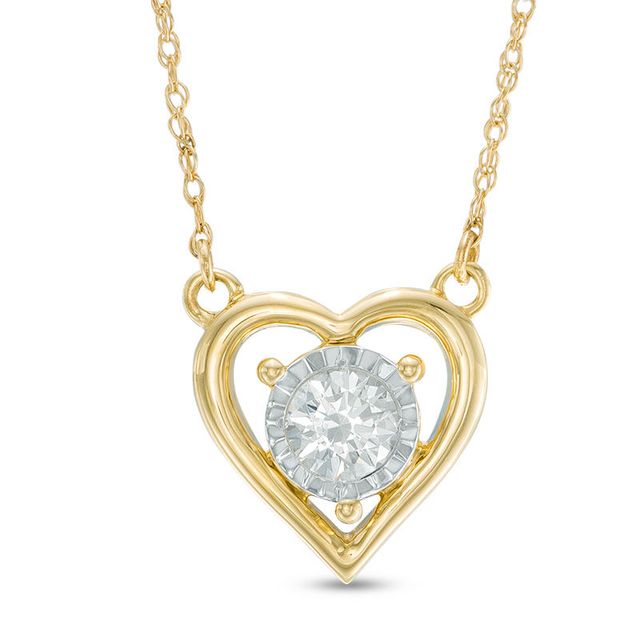 0.20 CT. Diamond Solitaire Heart Necklace in 10K Gold|Peoples Jewellers