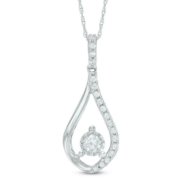 0.33 CT. T.W. Diamond Teardrop Pendant in 10K White Gold|Peoples Jewellers