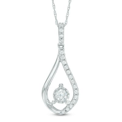 0.33 CT. T.W. Diamond Teardrop Pendant in 10K White Gold|Peoples Jewellers