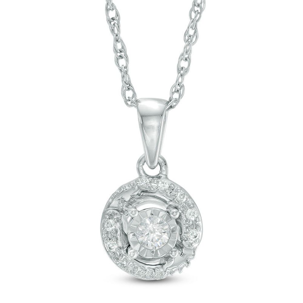 0.10 CT. T.W. Diamond Swirl Pendant in 10K White Gold|Peoples Jewellers