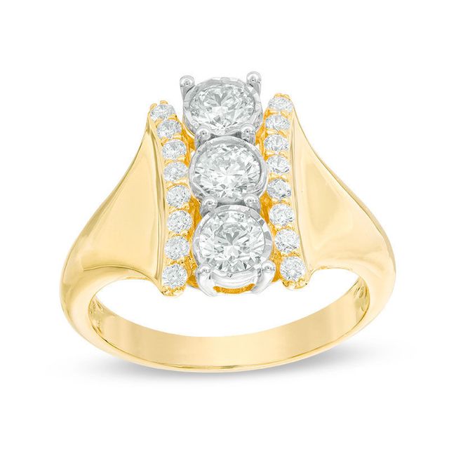 0.95 CT. T.W. Diamond Linear Past Present Future® Collar Engagement Ring in 14K Gold|Peoples Jewellers