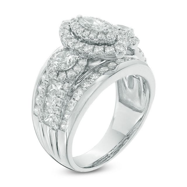 2.95 CT. T.W. Marquise Diamond Past Present Future® Double Frame Engagement Ring in 14K White Gold|Peoples Jewellers