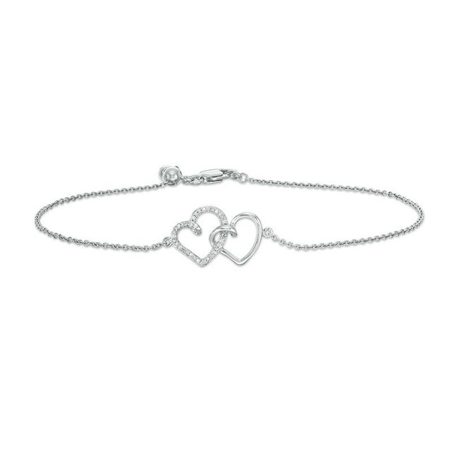 Peoples 0.04 CT. T.W. Diamond Interlocking Hearts Bracelet in