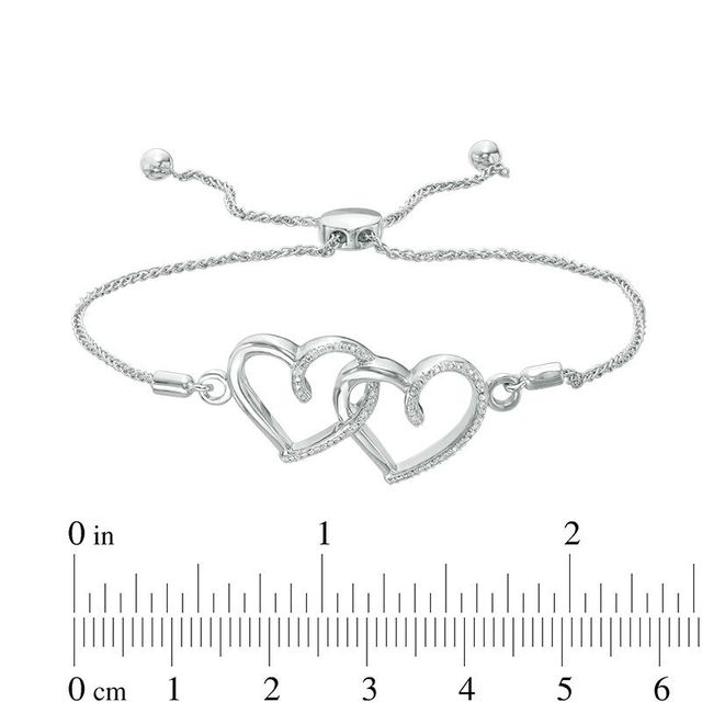 Diamond Accent Interlocking Hearts Bolo Bracelet in Sterling Silver - 8.0"|Peoples Jewellers