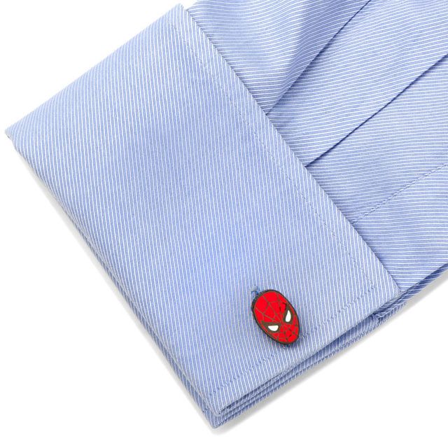 Men's ©MARVEL Spider-Man Enamel Cuff Links in Grey Rhodium Brass