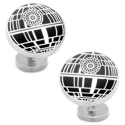 Men's STAR WARS Death Star Enamel Cuff Links in White Rhodium Brass|Peoples Jewellers