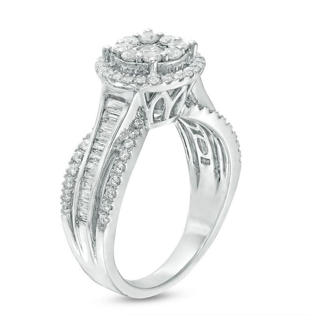 1.00 CT. T.W. Composite Diamond Frame Multi-Row Engagement Ring in 10K White Gold|Peoples Jewellers