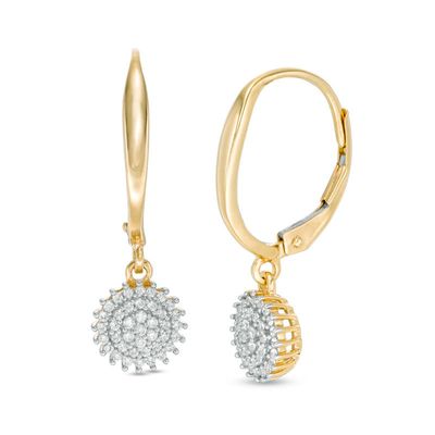 0.20 CT. T.W. Composite Diamond Sunburst Drop Earrings in 10K Gold|Peoples Jewellers