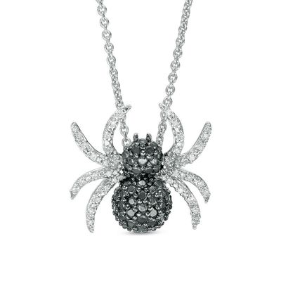 0.10 CT. T.W. Enhanced Black and White Diamond Spider Pendant in Sterling Silver|Peoples Jewellers