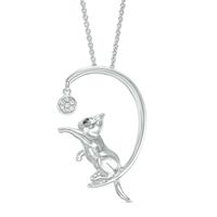 Enhanced Black and White Diamond Accent Kitten Moon Pendant in Sterling Silver|Peoples Jewellers