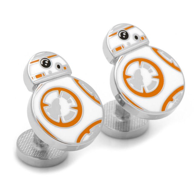 Men's STAR WARS BB-8 Enamel Cuff Links in White Rhodium Brass|Peoples Jewellers