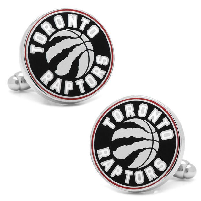 Men's NBA Toronto Raptors Logo Enamel Cuff Links in White Rhodium Brass|Peoples Jewellers