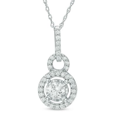 0.50 CT. T.W. Diamond Doorknocker Drop Pendant in 10K White Gold|Peoples Jewellers