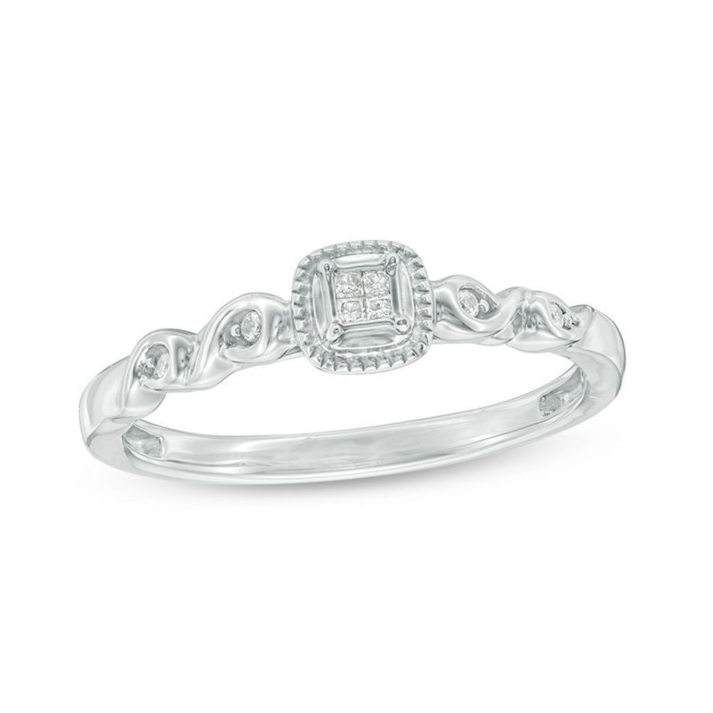 0.04 CT. T.W. Diamond Vintage-Style Promise Ring in Sterling Silver|Peoples Jewellers