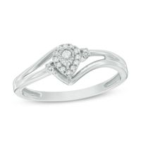 0.04 CT. T.W. Diamond Pear-Shaped Frame Promise Ring in Sterling Silver|Peoples Jewellers