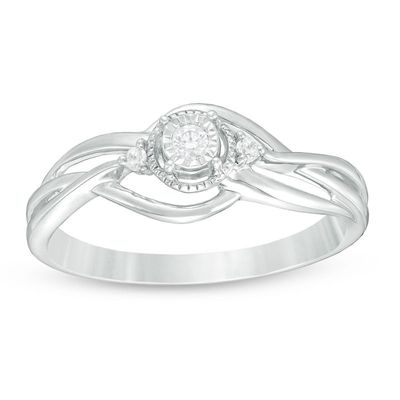 0.04 CT. T.W. Quad Princess-Cut Diamond Vintage-Style Promise Ring in Sterling Silver|Peoples Jewellers