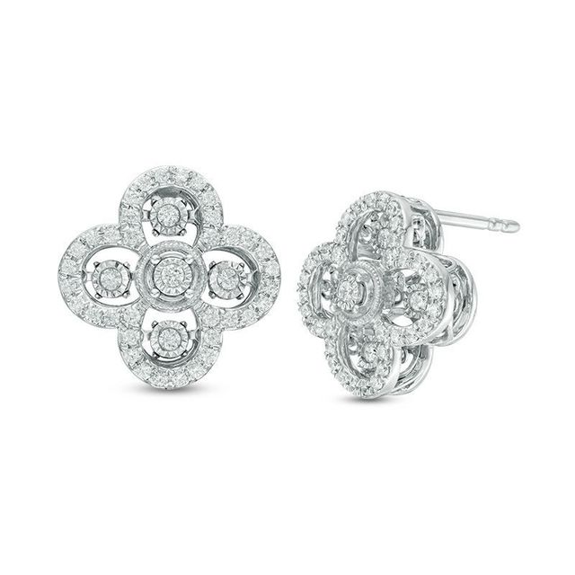 Unstoppable Love™ 0.50 CT. T.W. Diamond Clover Stud Earrings in 10K White Gold|Peoples Jewellers