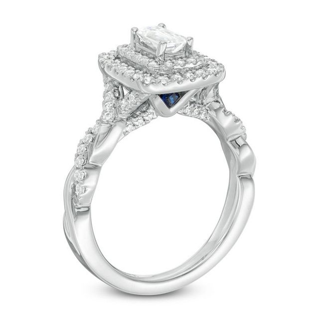 Vera Wang Love Collection 0.95 CT. T.W. Emerald-Cut Diamond Twist Shank Engagement Ring in 14K White Gold|Peoples Jewellers