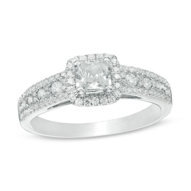 0.85 CT. T.W. Certified Canadian Princess-Cut Diamond Frame Engagement Ring in 14K White Gold (I/I1)|Peoples Jewellers
