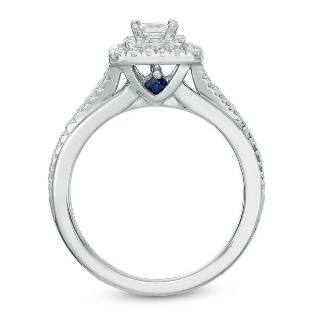 Vera Wang Love Collection 0.58 CT. T.W. Princess-Cut Diamond Double Frame Engagement Ring in 14K White Gold|Peoples Jewellers