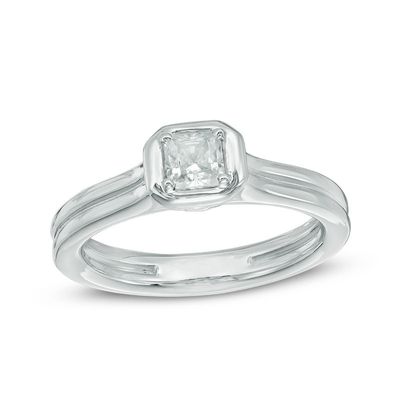 0.45 CT. Certified Princess-Cut Diamond Solitaire Engagement Ring in 14K White Gold (J/I2)|Peoples Jewellers