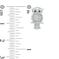 0.04 CT. T.W. Enhanced Black and White Diamond Owl Stud Earrings in Sterling Silver|Peoples Jewellers