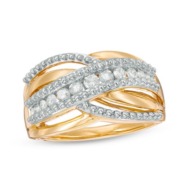 0.33 CT. T.W. Diamond Layered Crossover Ring in 10K Gold|Peoples Jewellers