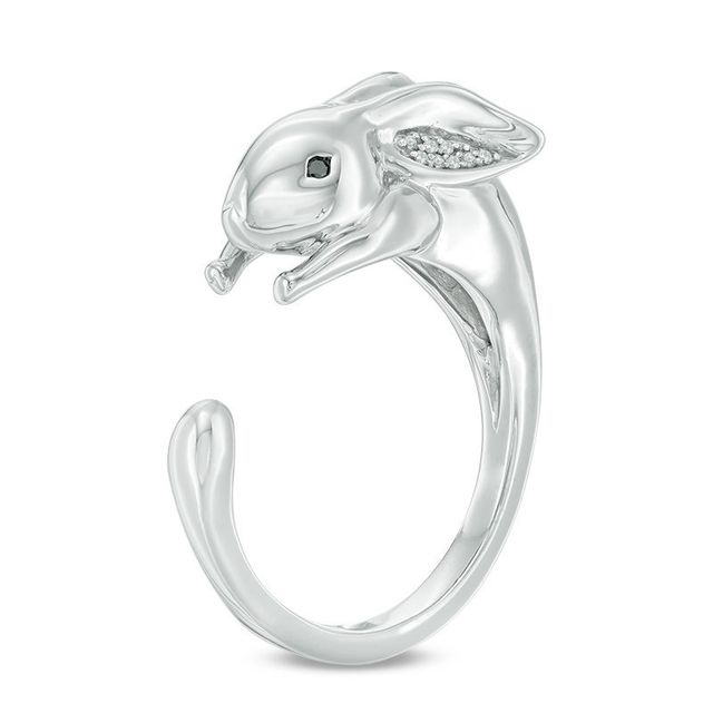 0.04 CT. T.W. Enhanced Black and White Diamond Rabbit Wrap Ring in Sterling Silver|Peoples Jewellers